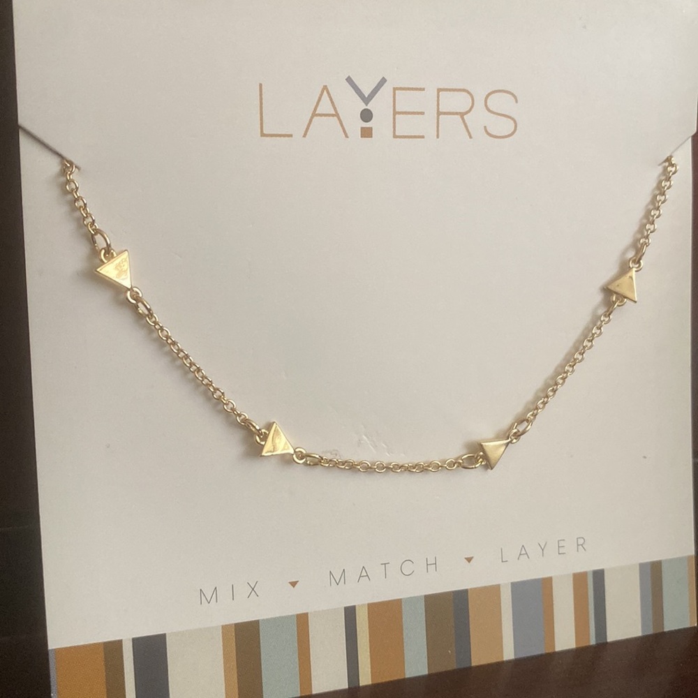 Gold Triangle Necklace with a drawstring adjuster 13” Chocker to 34” Great Gift!